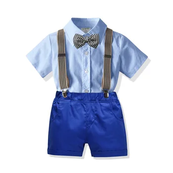 1 2 3 4 5 6 Ani toddler Boys Haine de Vara Set de Bumbac Copii Costum Tricou + Solid Pantaloni + Curea copii pentru Copii Seturi de Nunta