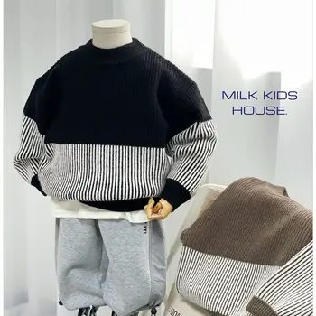 1-7Y copil Baieti pulover de iarna haine groase de lână grosier pulover cald pentru copii frumos mozaic casual pulover pulovere pentru copii