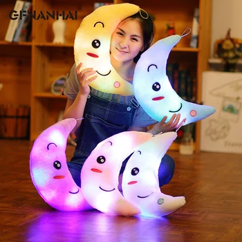 1 buc 35cm Luminos Luna jucărie de Pluș Creative de Iluminat cu LED Colorat Perna Umplute Stralucitoare Jucării pentru Decor Acasă Cadou de Ziua de nastere