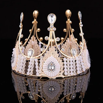 1 BUC Mini Coroana Decor Tort Printesa Topper Perla Tiara Copii Ornamente de Păr