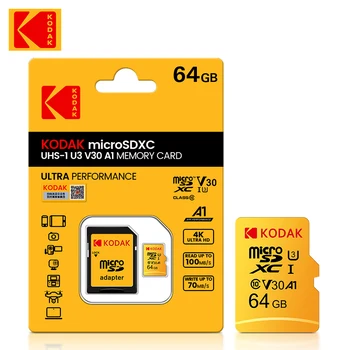 100% Original Kodak U3 card micro sd 64GB SDXC/SDHC class 10 Flash Card de Memorie micro sd card de 64gb cu adaptor SD Freeshipping
