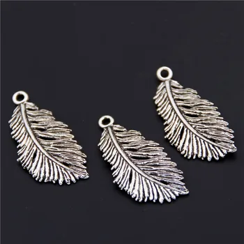 10BUC Argint Frunze de Culoare Pene de Forma Pandantiv Handmade Agățat Meserii Pentru Bijuterii DIY Cravată Colier A2428