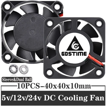 10BUC Gdstime 4cm Imprimantă 3D fan DC 5v 12v 24v 2PIN 3PIN USB Rulment Caz de Calculator Cooler CPU Racire Ventilator axial 40x40x10mm