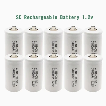 10buc SC 1.2 V Baterii 3400mAh Ni-CD Baterie Reîncărcabilă cu Un prelungitor Transformate În Instrumente de Foraj Baterii Electrice