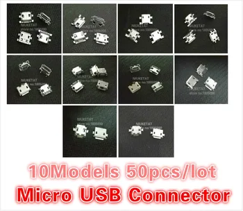 10Models 50pcs total Micro USB 5Pin jack coada sockect Conector Micro Usb port sockect pentru samsung, Lenovo, Huawei, ZTE, HTC, etc