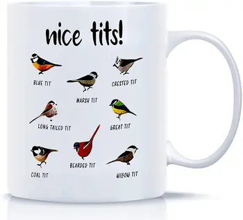 11oz Ceramice Cana de Cafea - Păsări Limba Pasăre Cana, Amuzant, plin de culoare Bird Watcher Cana, Cadouri pentru Femei/Bărbați și Iubitorii de Păsări