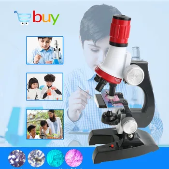 1200X Copii Microscop Kit & 12BUC Preparate Biologice Specimen Tobogane de Laborator Instrumente de Științe Educative Jucarii Cadou pentru Copii