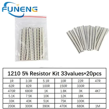 1210 SMD Rezistor Kit Asortate Kit 1 ohm-1M ohm 5% 33valuesX 20buc=660pcs DIY Kit