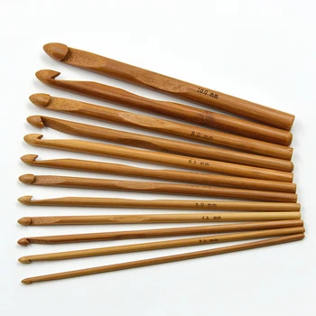 12buc/Set Mâner de Bambus Cârlige de Tricotat Ace de Croșetat Manual, Ace de Cusut Tricot Țese Meserii DIY Acasă Tricotat Croșetat Cârlige