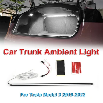 12V LED-uri Auto din Spate, Portbagaj Decorative de Lumină Bar pentru Tesla Model 3 2019-2022 (Alb/Albastru Lumină)