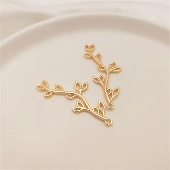 14K Aur Placat de Bricolaj diy frunze pandantiv cercei cercei ac de păr ornamente ramuri lungi și frunze agățat accesorii