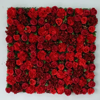 16 X24inch Roșu Flori Artificiale Panouri de Perete Flori de Perete Mat Mătase Floare Trandafir Panouri pentru Decor Nunta Perete Decor Acasă
