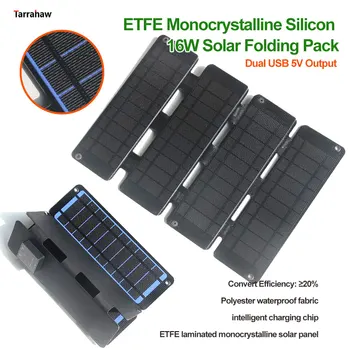 16W ETFE Panou Solar Încărcător USB 5V Mobile Power Bank Panou Solar Etfe Pliat Geanta Portabil Impermeabil în aer liber Fotovoltaice Pate