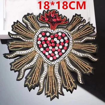 1buc 18*18cm munca Grea cu margele plin de diamant inimă mare patch sac de haine DIY accesorii decorative decalcomanii A212