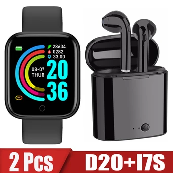 2 buc D20 i7s Ceas Inteligent Bărbați Femei Bluetooth Ceasuri Digitale Sport FitnessTracker Pedometru Y68 Smartwatch pentru Android Ios