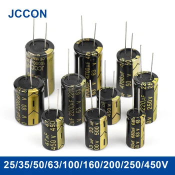 2 buc JCCON Aluminiu Electronice Condensator 25/35/50/63/100/160/200/250/450V de Înaltă Frecvență Low ESR Condensatori de Capacitate