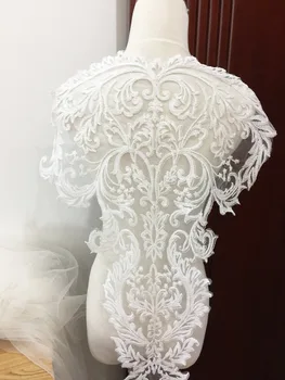 2 buc mari de bumbac broderie dantelă aplicatiile bucată de fildeș pentru nunta corset mireasa, rochie de mireasa accesorii aplicatiile de dantela