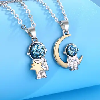 2 buc Stelele și Luna Minimalist Iubitorii de Potrivire Prietenie Cosmonaut Astronaut Pandantiv Cuplu Colier Bijuterii Cadou de Aniversare