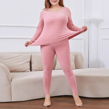 2 Seturi Maneca Lunga pentru Femei Lenjerie de corp Termică Femeie Iarna Plus SizeThermal Pantaloni primele Două Bucata Set Subțire Femei Costume de Încălzire