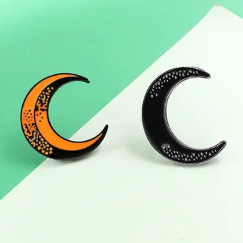 2 stil GHDY Orange Black Moon Ace de Rever Denim Creativitatea Semiluna Brosa Accesorii Bijuterii Insigna Prieteni Copii Cadouri