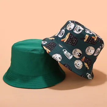 2019 Bumbac Creative Desene animate Găleată Pălărie Pescar Pălăria în aer liber, de Călătorie Pălărie de Soare Capac Pălării pentru Bărbați și Femei 80