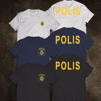 2019 Moda NOUA Scandinavia, Suedia Polis Serviciu de T-Shirt, Tee Camasa Barbati Maneca Scurta Bumbac, O-neck Tricou Topuri