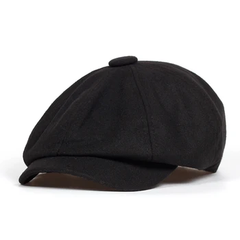 2019 Nou Toamna Iarna Barbati Plat Capac negru vânzător de ziare Pălării de Bumbac Bereta Pălărie Retro Britanic Bărbați de Lână Capac Plat