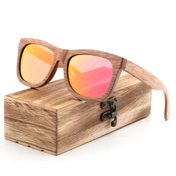 2019 Retro ochelari de soare barbati polarizati Designer de Brand lucrate Manual din Lemn de ochelari Blue beach oglindă Femeile în aer liber ochelari de soare UV400