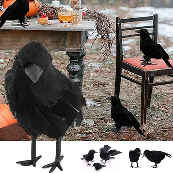 2021 Halloween Black Crow Model De Simulare Fals Pasăre Animal Decora Înfricoșător Jucarii Pentru Petrecere De Halloween Decor Acasă Groază De Elemente De Recuzită