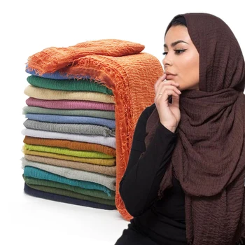 2021 Musulman Femei de Moda cu Pliuri Hijab Eșarfă Moale Solid Eșarfe Cap Turban Șaluri și Împachetări Hijab femme musulmani kopftuch