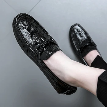 2022 Brand Italia din Piele lucrate Manual pentru Bărbați Formale Pantofi de Moda de Petrecere FEvening Lat Nunta Aluneca pe Rochie Mocasini Pantofi pentru bărbați