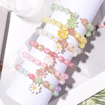 2022 Nou Coreean Flori Daisy Bratari Boem Colorate De Cristal Margele Brățară Handmade Coarda Elastica Femei Bijuterii Cadou