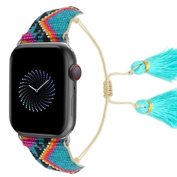 2022 Nou de Lux de Lumină Colorate de Mână de Tricotat Aplicabile pentru Apple Watch Band 42-44mm Ciucure Curea Bratara Curea Accesorii