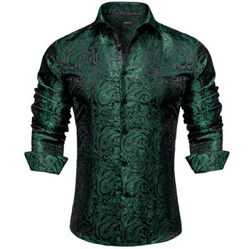 2022 Nou Stil Maneca Lunga Camasi pentru Barbati de Lux Verde Paisley Sociale Rochie Camasa Brand Bărbați Îmbrăcăminte DiBanGu