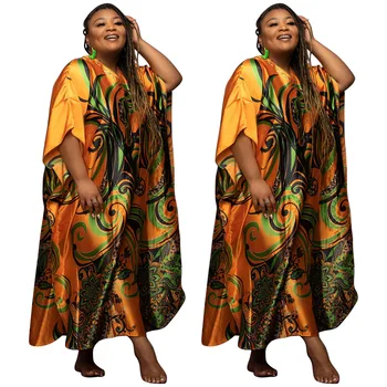 2022 Vara Moda Stil African Femei V-neck Poliester Imprimare Plus Dimensiunea Rochie Lunga din Africa Rochii pentru Femei L-4XL