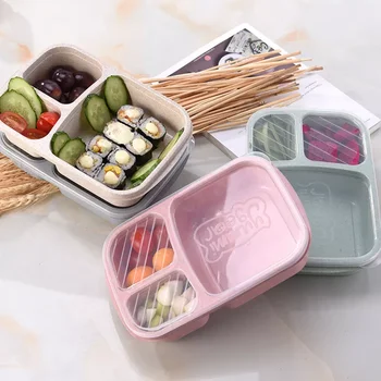 2023New Paie masa de Prânz Caseta 3-Compartiment de Plastic Cutie Bento Microunde Masa de Stocare Container pentru Alimente Cutii de Împărțit Alimente Ușoare Cutie