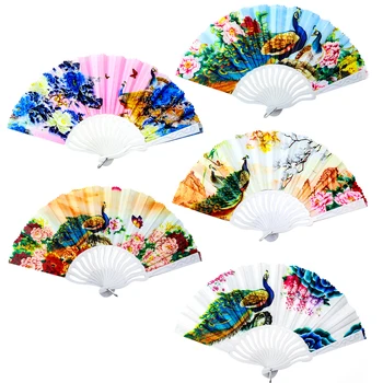 230mm Națională Chineză Stil de Desen Colorat Model Păun Flori de Bujor de Pliere Fan Tai Chi Performanță Dans Ventilator de Mână Decor