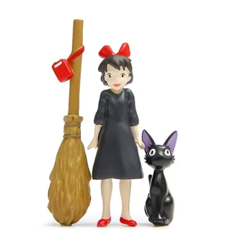 3 Buc/set Anime Kawaii Kiki Serviciu de Livrare de Pisică Neagră Magie Fete Vrăjitoare pe Mătură de Acțiune Figura Model de Păpuși pentru Copii Cadouri pentru Copii Jucarii