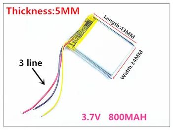 3 linia de Dimensiune 503443 3.7 V 800MAH Baterie Litiu-polimer Cu Bord de Protecție Pentru GPS Tablet PC Produse Digitale