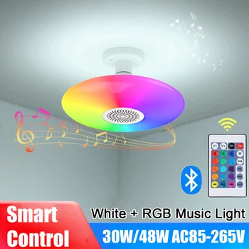 30/48W BlueTooth Smart Control Bec E27 RGB LED Lampă de Muzică Modernă Lumina Plafon Difuzor Atmosfera de Acasa, Iluminat Decor