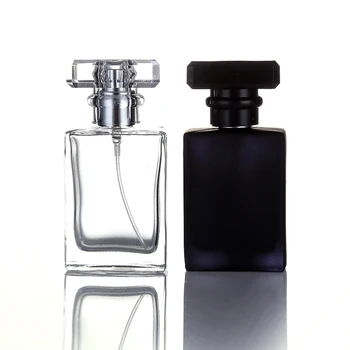 30/50 ML din Sticlă Sticla de Parfum Pulverizator Spray Negru Transparent Sticla Cristal Forma Patrata Goale Sticle Returnabile Durabil