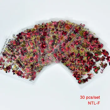 30 BUC/Lot de Moda Fluture 3D Apă Unghii Autocolant Detașabil Nails Art Decalcomanii de 5*6 cm Auto-Adeziv Unghiilor Autocolant Flori de Artă #@NK2