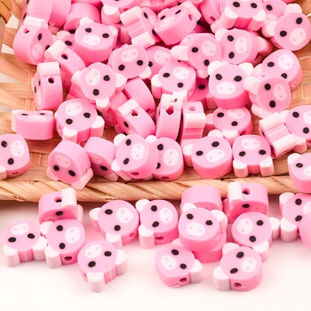 30pcs/Mulțime de Drăguț Roz de Porc Lut Polimeric, Margele Vrac Margele Spacer pentru a Face Bijuterii Brățară DIY Accesorii Șirag de mărgele de Meserii