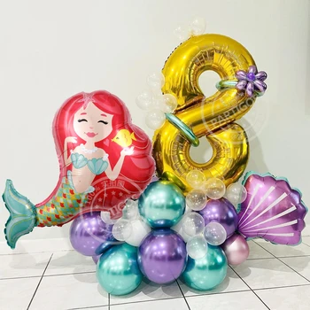 33pcs Rosu Little Mermaid Petrecere Balon 30