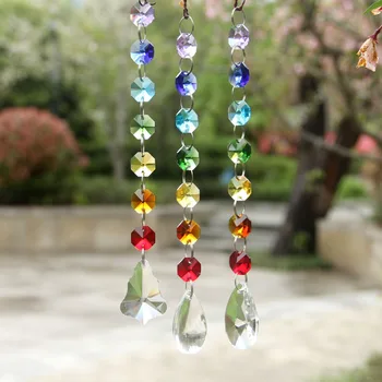 3pcs Curcubeu Suncatcher Crystal Prism Candelabru Părți Agățat Pandantiv Garden Home Decor Nunta Ornamente de Crăciun Figurine