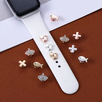 3Pcs Nou Metal Pește Pisică Nit Inel Decorativ Unghii Pentru Apple Watch Band Ornament Farmece Curea Silicon Accesorii Pentru iwatch