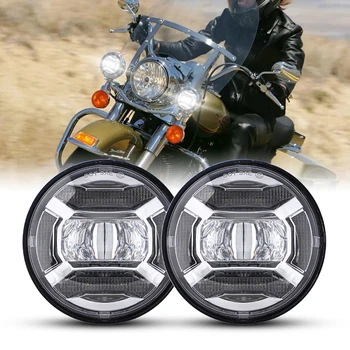4.5 4-1/2 Inch LED Lumina de Ceață Rotunde Loc Auxiliare de Lumină pentru HarleyRoad Regele Motocicleta Proiector Lampa cu faza de întâlnire，2 BUC