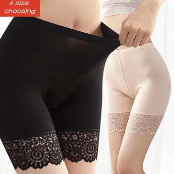 40 KG-80 KG Femei Plus Dimensiune Pantaloni de Siguranță Elastic Moale, Confortabil Modal Material Nude/Negru pantaloni Scurți Dantelă de Siguranță Pantaloni scurti