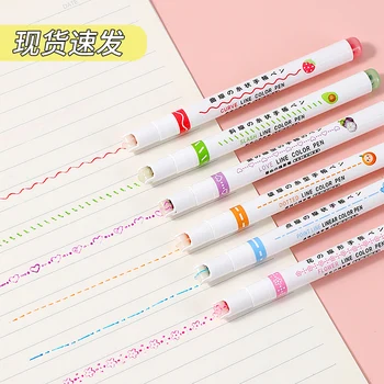 4buc Curba Pix Stilou de Evidențiere Bine Val Linie Creion Stilou Elevii Folosesc Culori Marker pentru a Lua Notițe de Mână Cont Pen