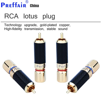 4buc Preffair R1701 Fibra de Carbon Placat cu Aur RCA Adaptor HIFI RCA Conector Audio